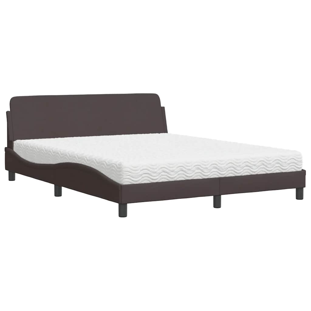 E-shop vidaXL Posteľ s matracom Dover tmavohnedá 160x200 cm látka