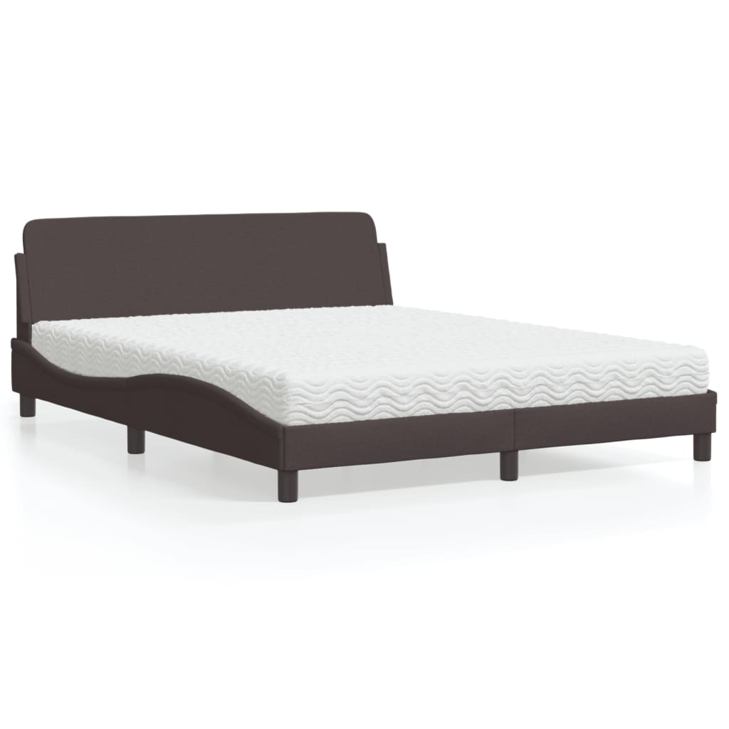 vidaXL Bett mit Matratze Dunkelbraun 160x200 cm Stoff