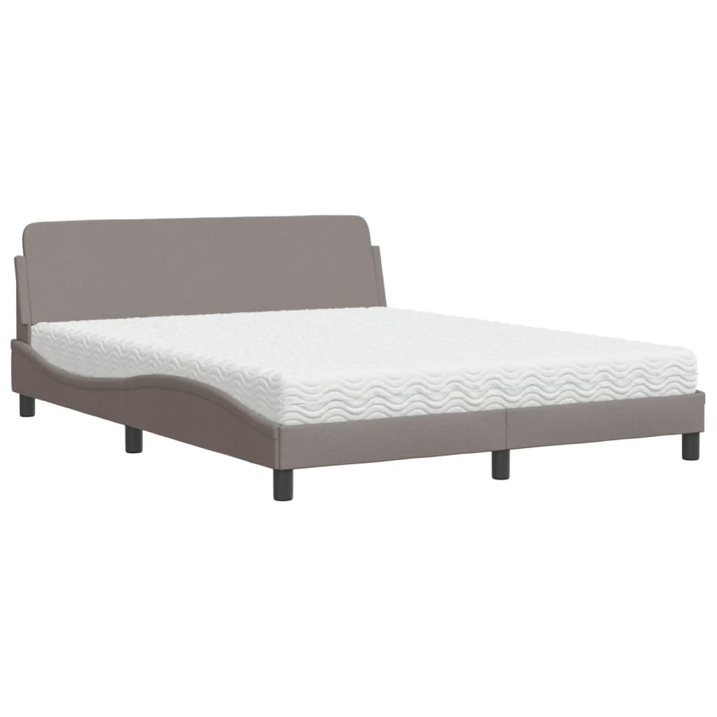 Thumbnail - vidaXL Bett mit Matratze "Dover" Taupe 160x200 cm Stoff