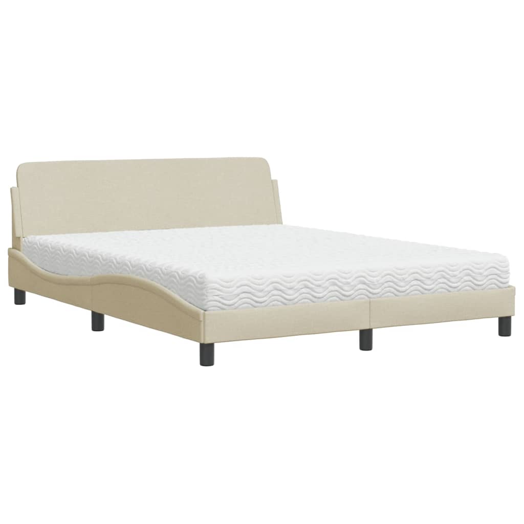 Thumbnail - vidaXL Bett mit Matratze "Dover" Creme 160x200 cm Stoff