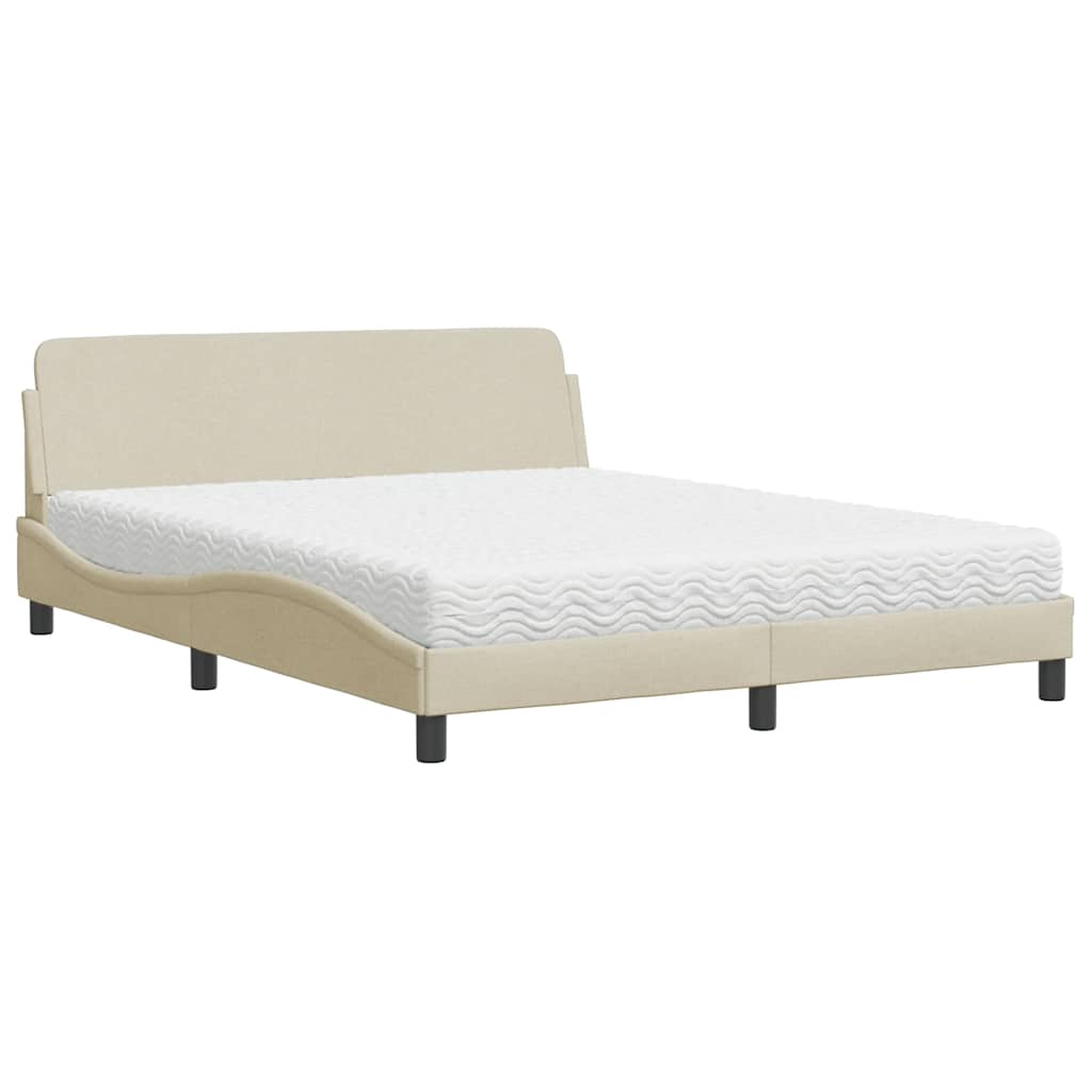 E-shop vidaXL Posteľ s matracom Dover krémová 160x200 cm látka