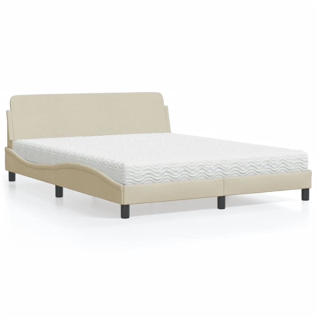 vidaXL Bett mit Matratze "Dover" Creme 160x200 cm Stoff
