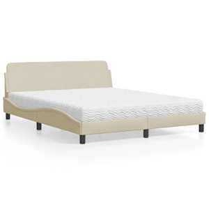 Postelja z vzmetnico Dover krem 160x200 cm blago