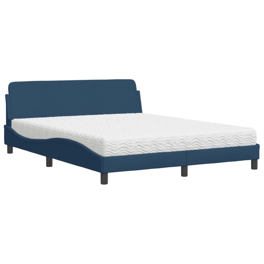 Thumbnail - vidaXL Bett mit Matratze "Dover" Blau 160x200 cm Stoff