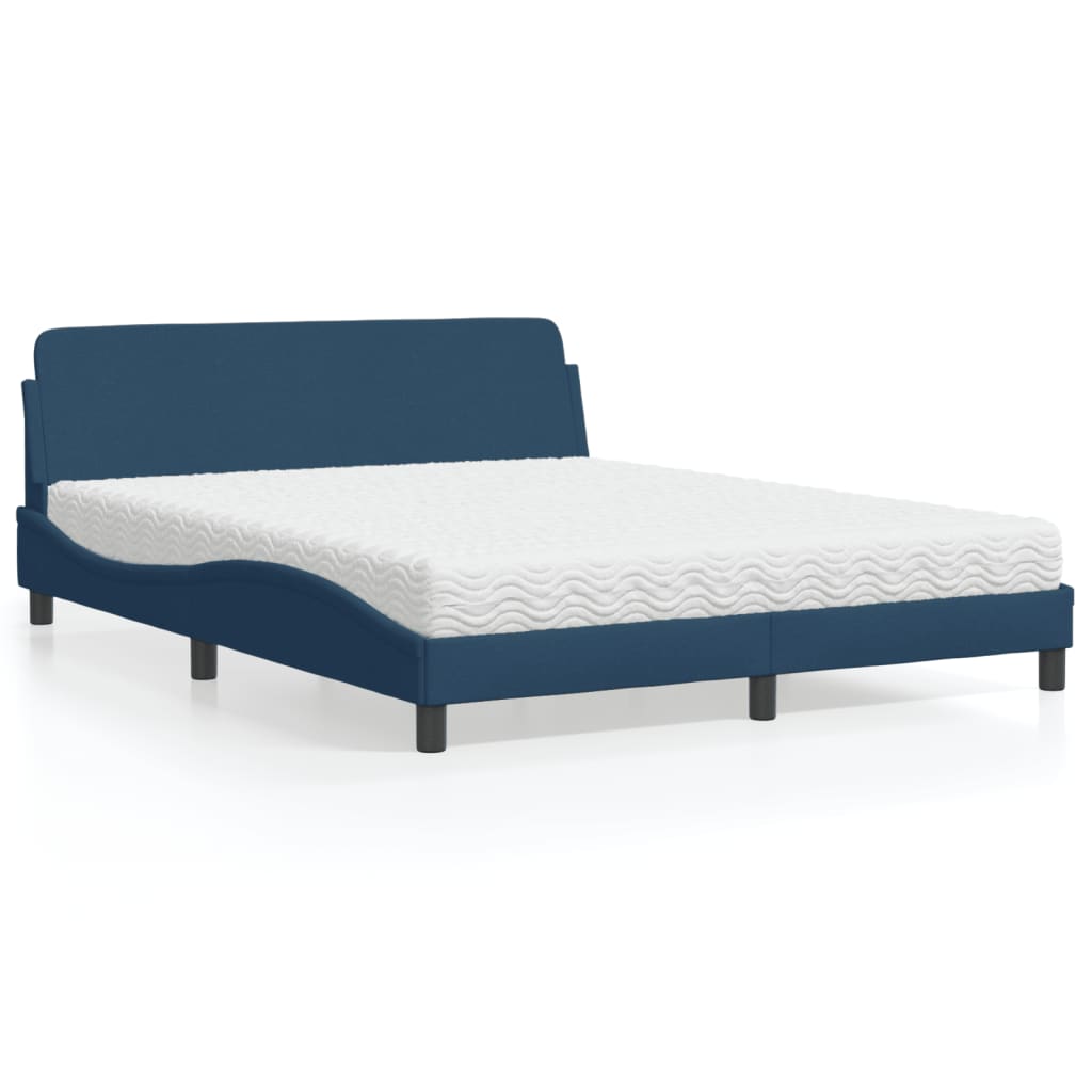 vidaXL Bett mit Matratze Blau 160x200 cm Stoff