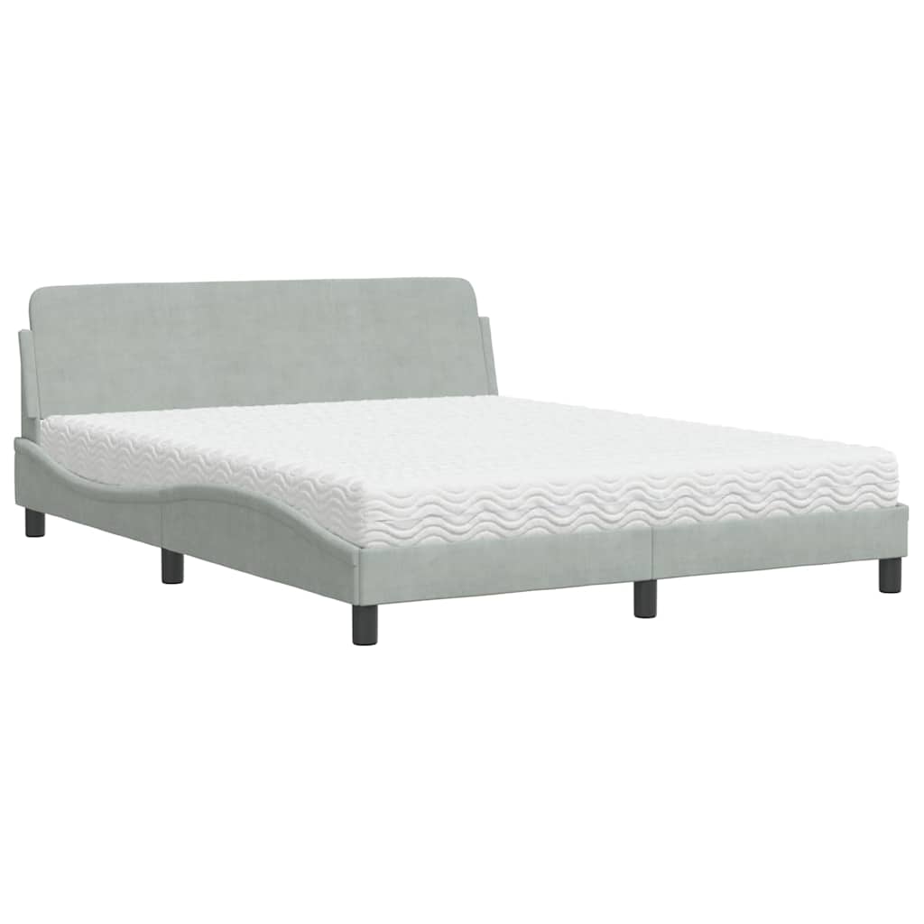 E-shop vidaXL Posteľ s matracom Dover bledosivý 160x200 cm zamat