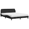 vidaXL voodi madratsiga Dover, must, 160x200 cm, samet