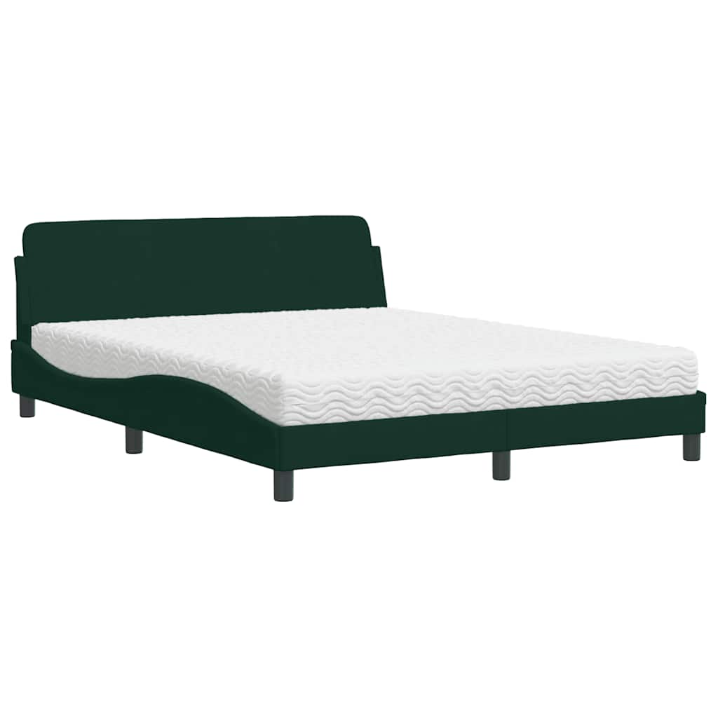 E-shop vidaXL Posteľ s matracom Dover tmavozelený 160x200 cm zamat