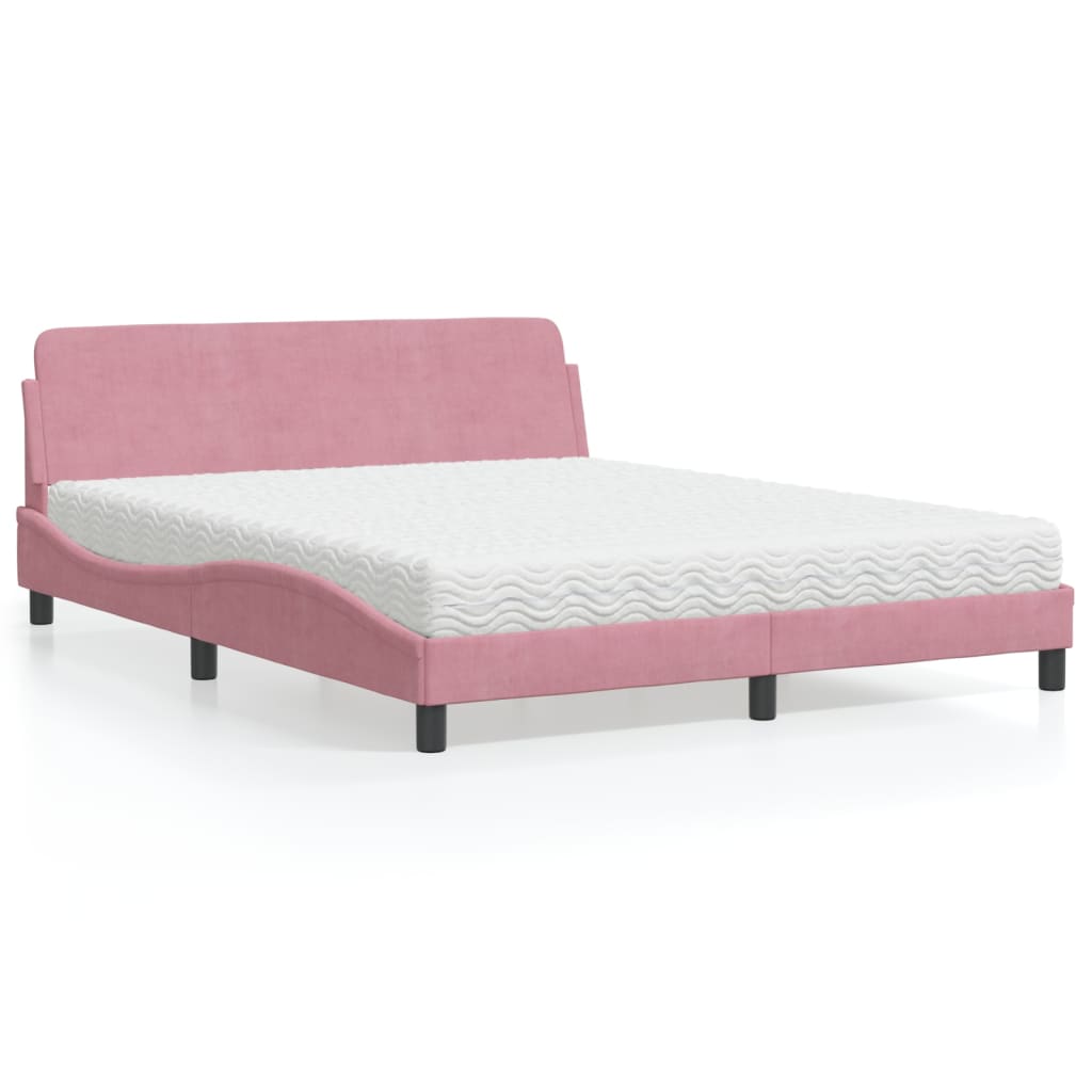 vidaXL Bett mit Matratze "Dover" Rosa 160x200 cm Samt