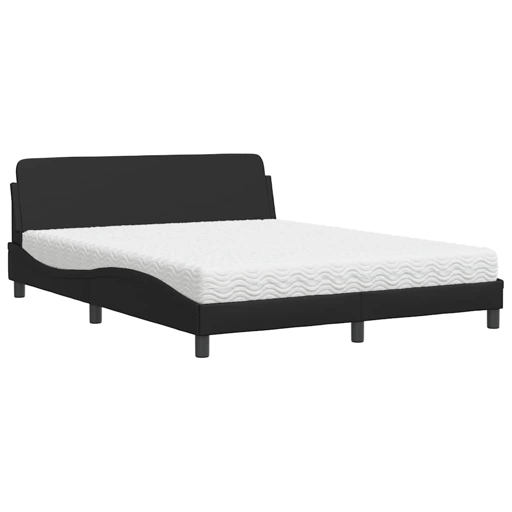 E-shop vidaXL Posteľ s matracom Dover čierna 160x200 cm umelá koža