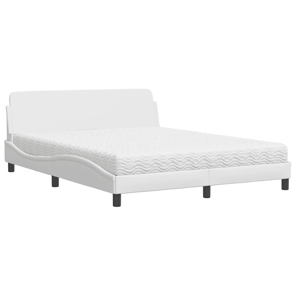 E-shop vidaXL Posteľ s matracom Dover biela 160x200 cm umelá koža