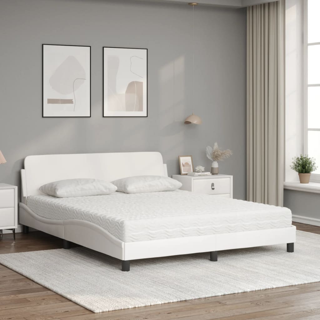 Thumbnail - vidaXL Bett mit Matratze "Dover" Weiß 160x200 cm Kunstleder