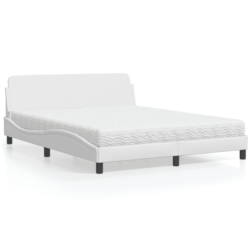 vidaXL Bett mit Matratze "Dover" Weiß 160x200 cm Kunstleder