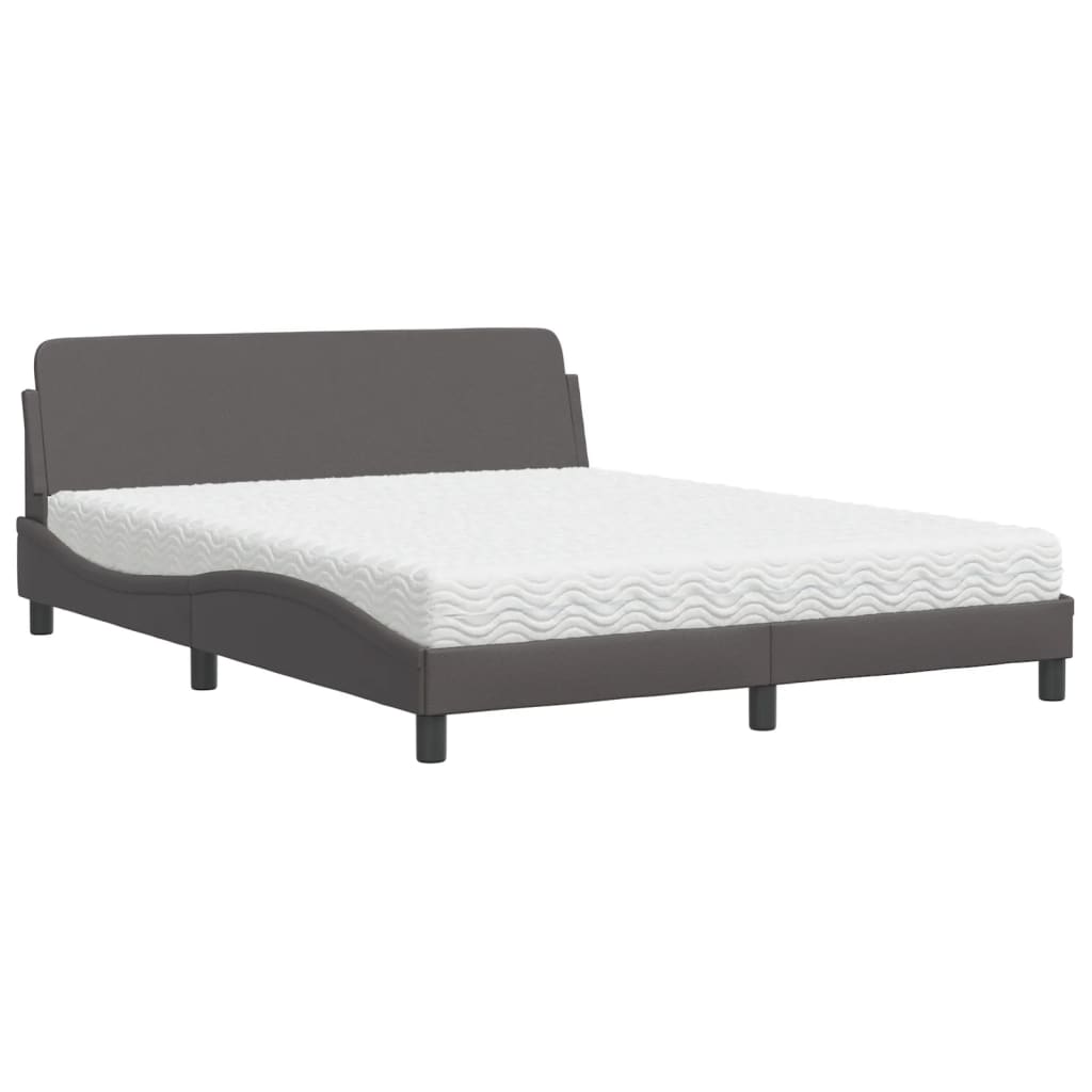 Thumbnail - vidaXL Bett mit Matratze "Dover" Grau 160x200 cm Kunstleder