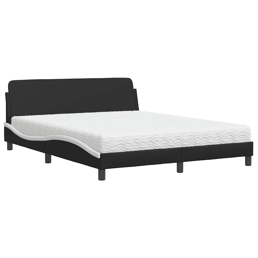 E-shop vidaXL Posteľ s matracom Dover čierno-biela 160x200 cm umelá koža