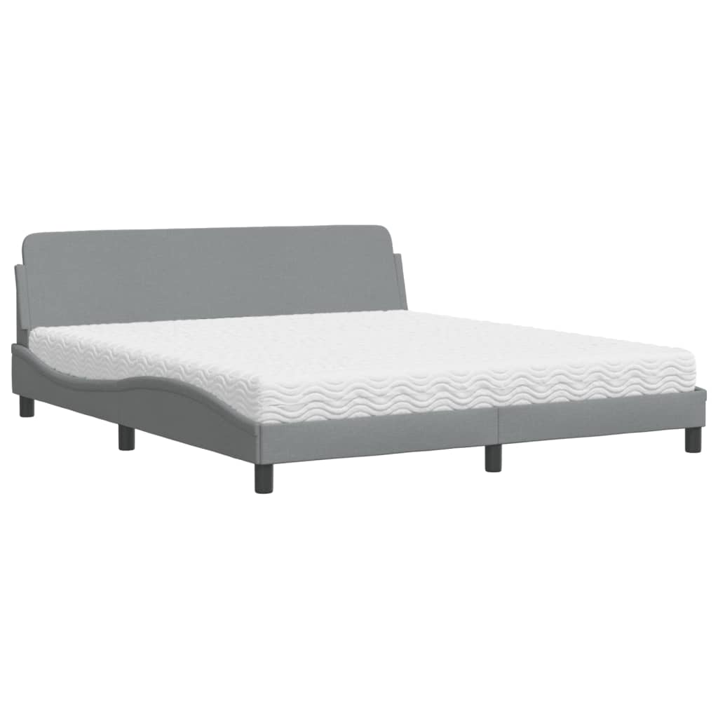 vidaXL Bed met matras "Dover" stof lichtgrijs 180x200 cm grijs, foto 3