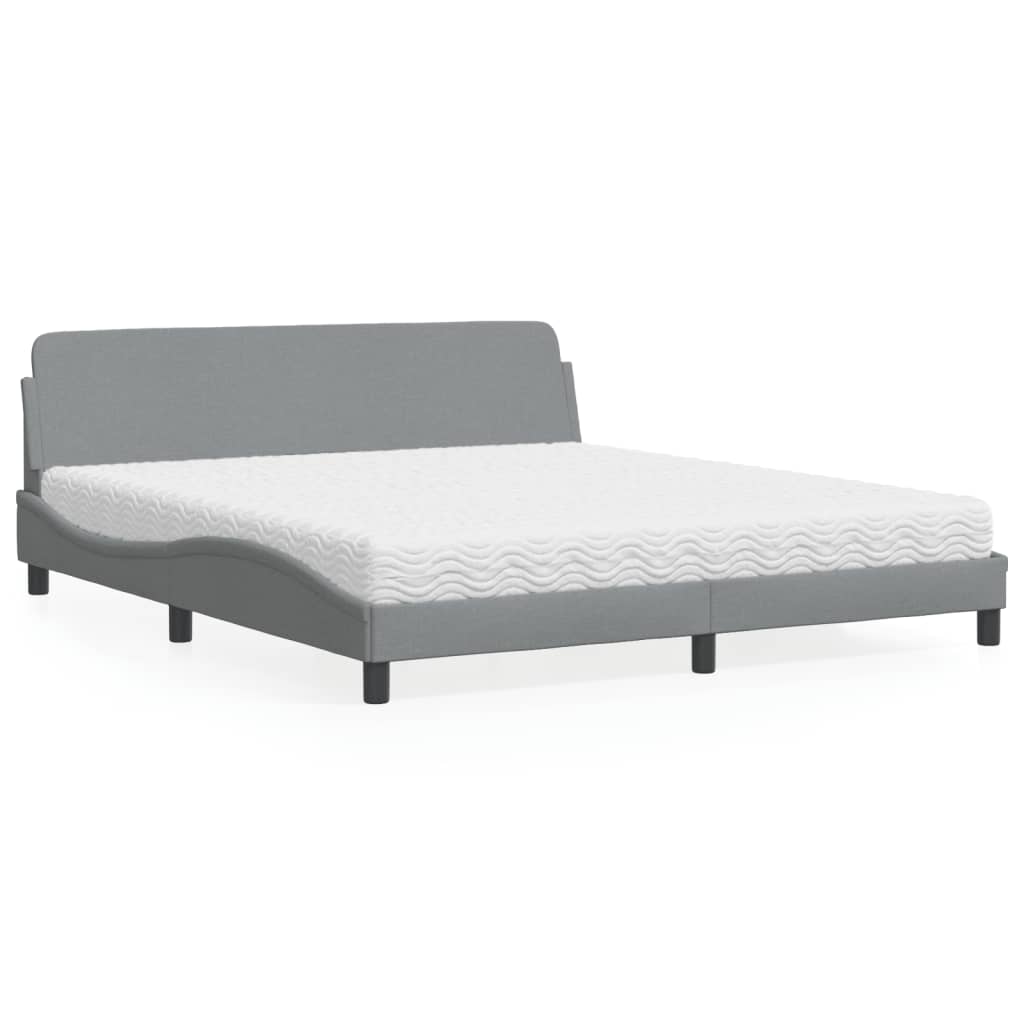 vidaXL Bett mit Matratze Hellgrau 180x200 cm Stoff