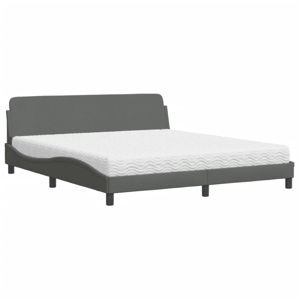 Thumbnail - vidaXL Bett mit Matratze "Dover" Dunkelgrau 180x200 cm Stoff