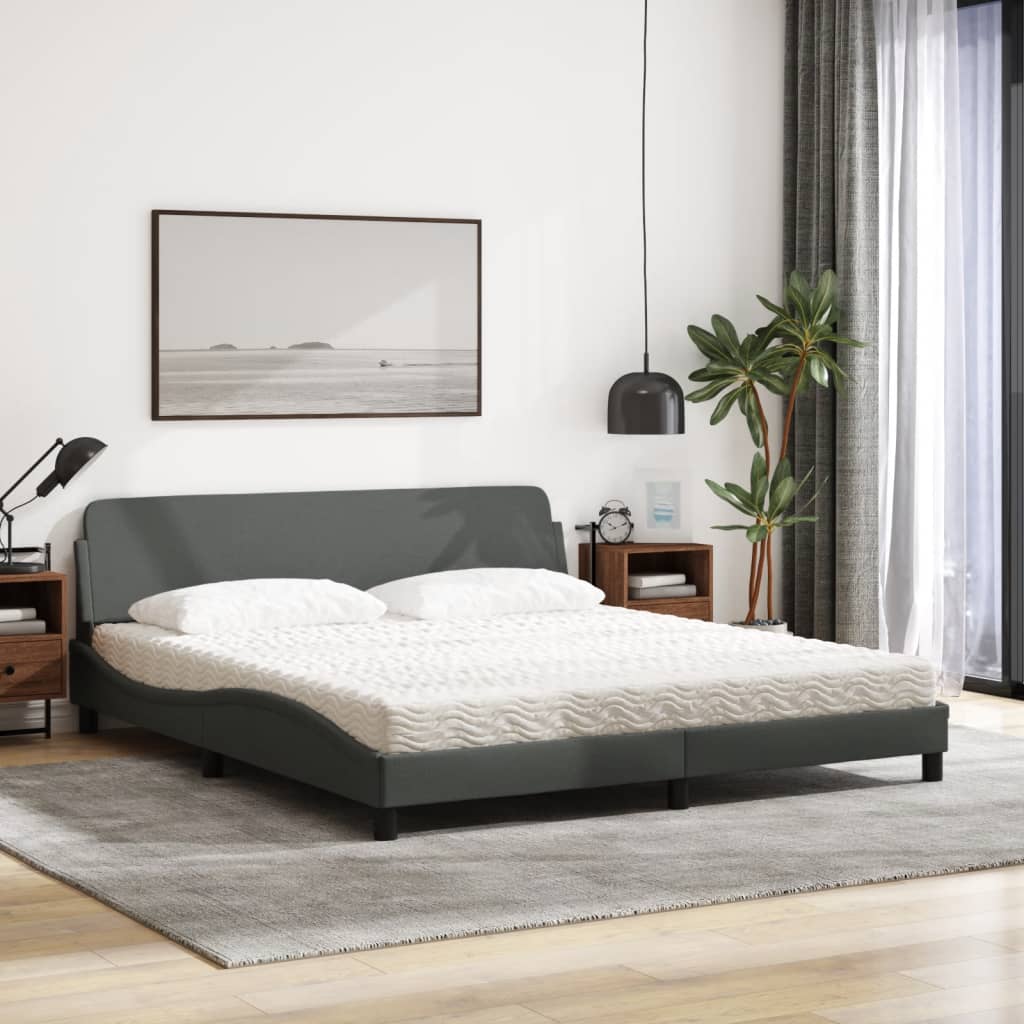Thumbnail - vidaXL Bett mit Matratze "Dover" Dunkelgrau 180x200 cm Stoff