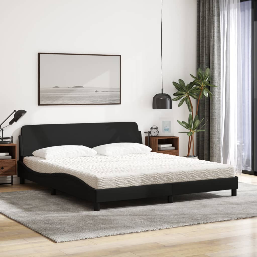 vidaXL Bed met matras stof zwart 180x200 cm afbeelding
