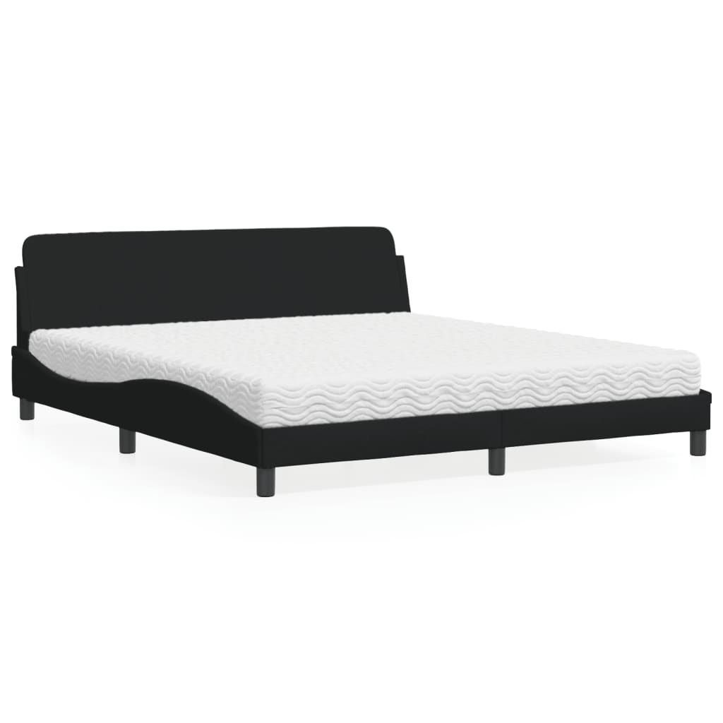 vidaXL Bett mit Matratze Schwarz 180x200 cm Stoff