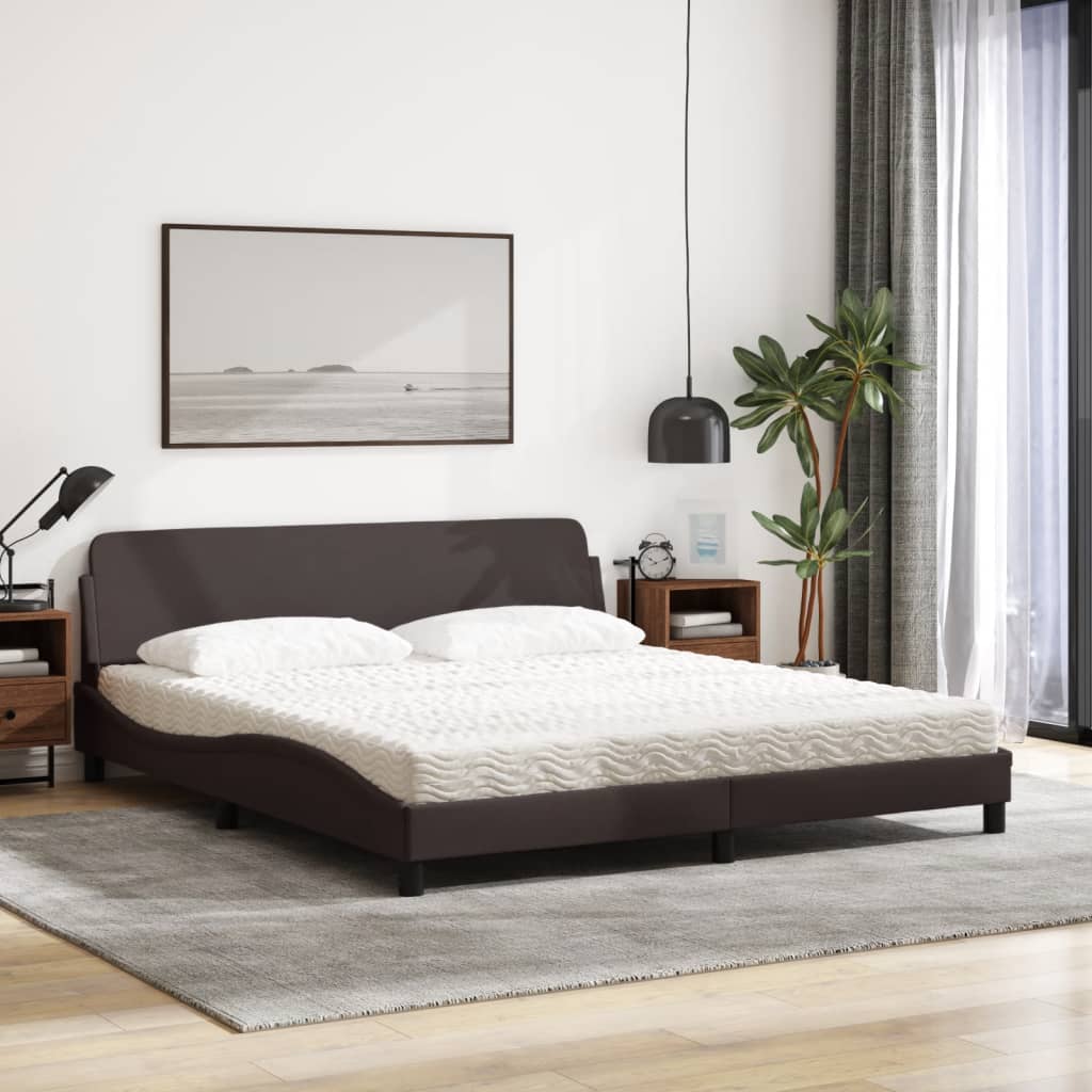 vidaXL Bed met matras "Dover" stof donkerbruin 180x200 cm bruin, foto 2