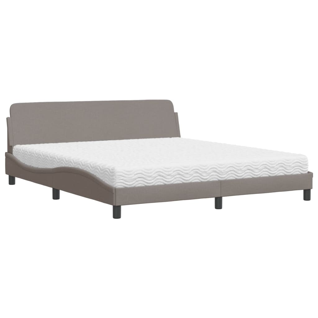 Thumbnail - vidaXL Bett mit Matratze "Dover" Taupe 180x200 cm Stoff