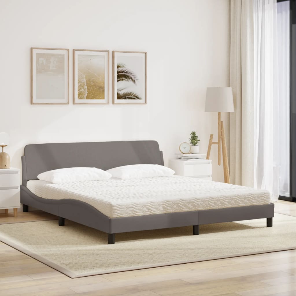 vidaXL Bed met matras stof taupe 180x200 cm afbeelding