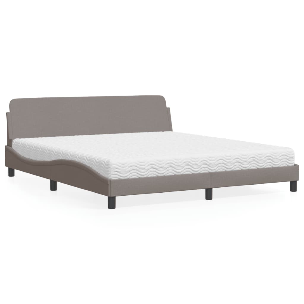 vidaXL Pat cu saltea, Dover, gri taupe, 180x200 cm, textil
