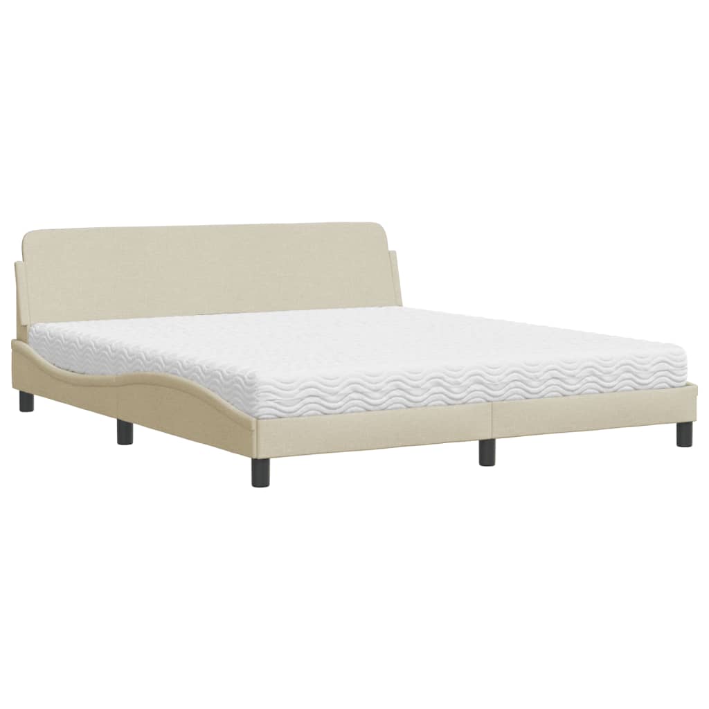 vidaXL Pat cu saltea, Dover, crem, 180x200 cm, textil