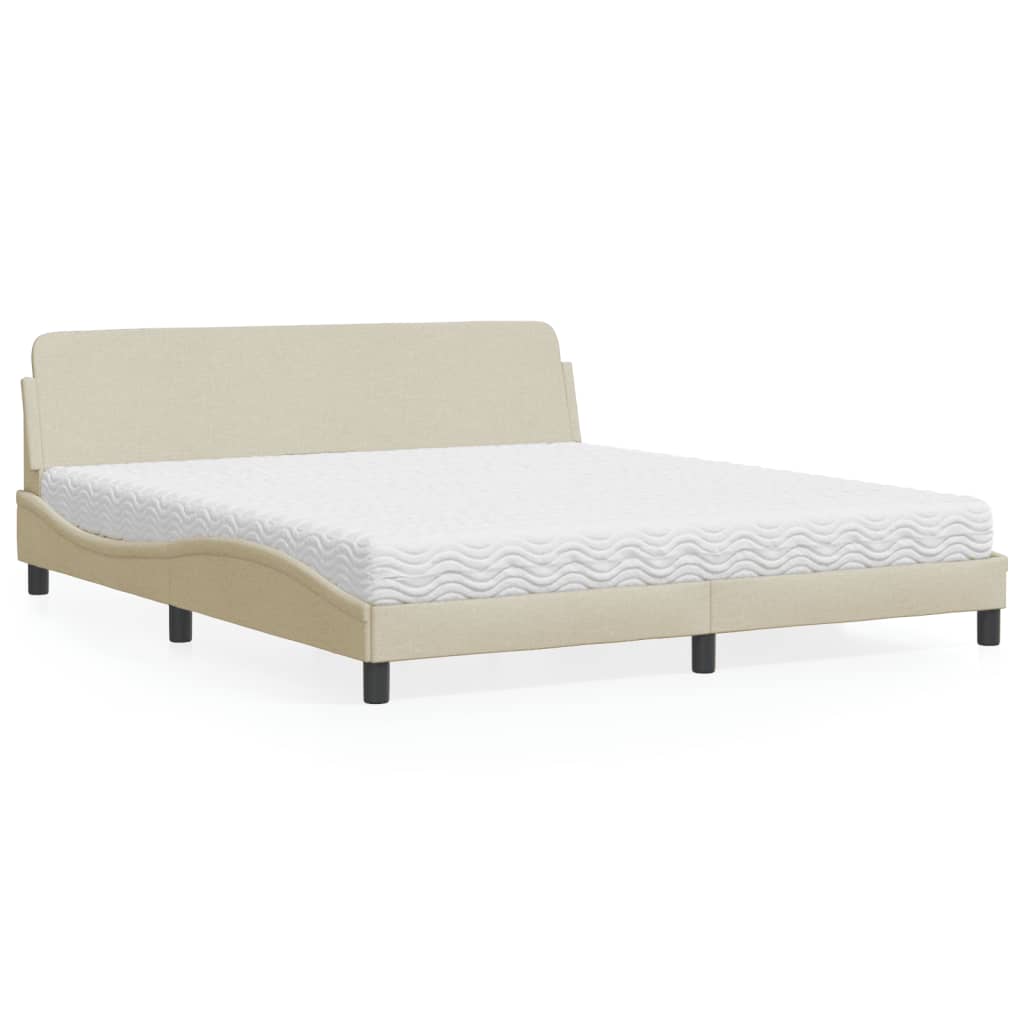 vidaXL Bett mit Matratze Creme 180x200 cm Stoff