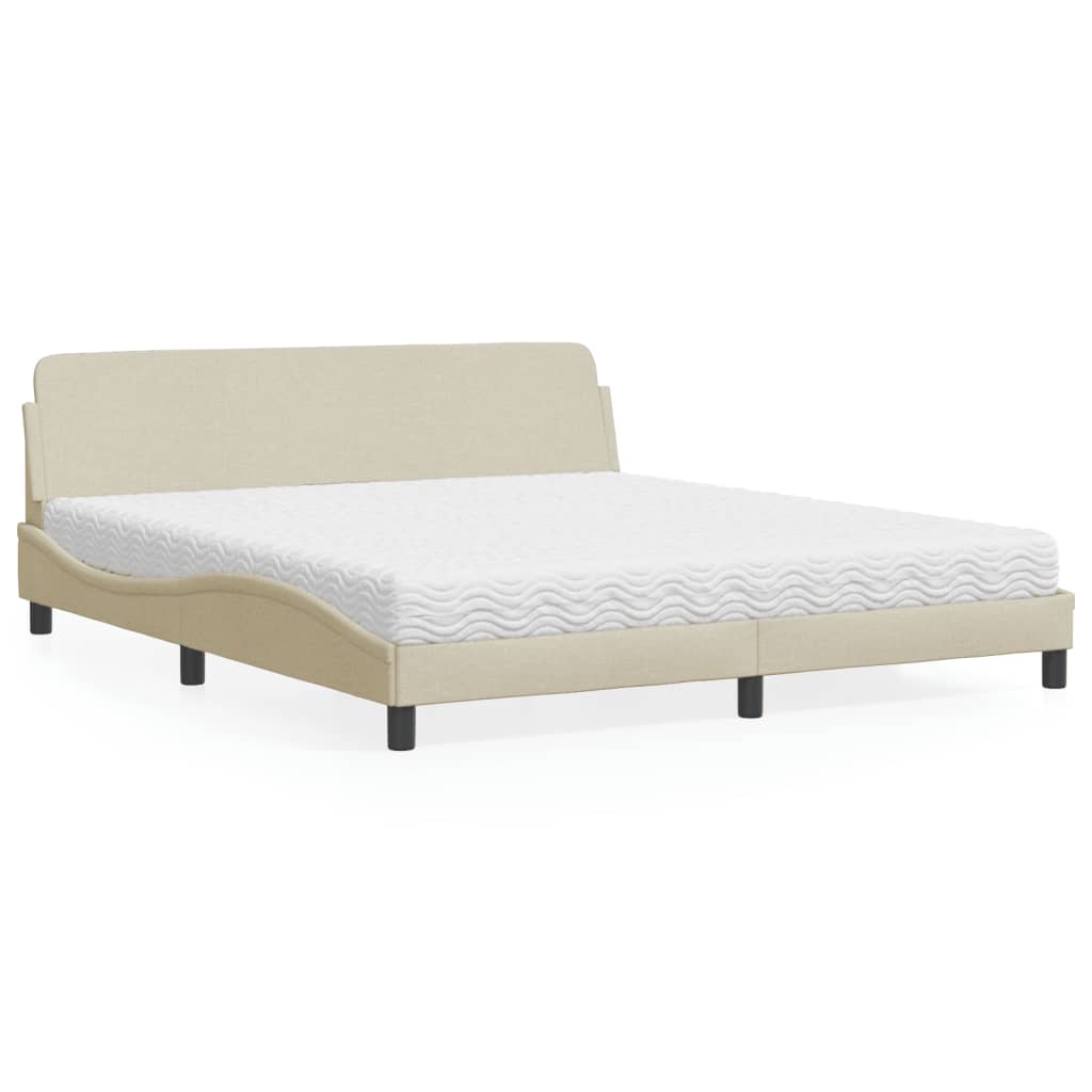 vidaXL Bett mit Matratze "Dover" Creme 180x200 cm Stoff