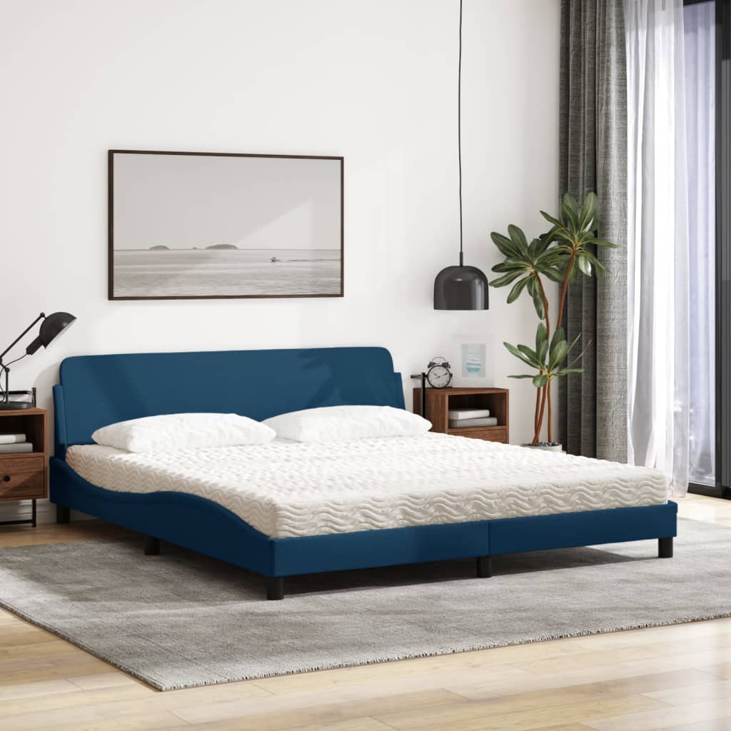 vidaXL Bed met matras "Dover" stof blauw 180x200 cm, foto 2