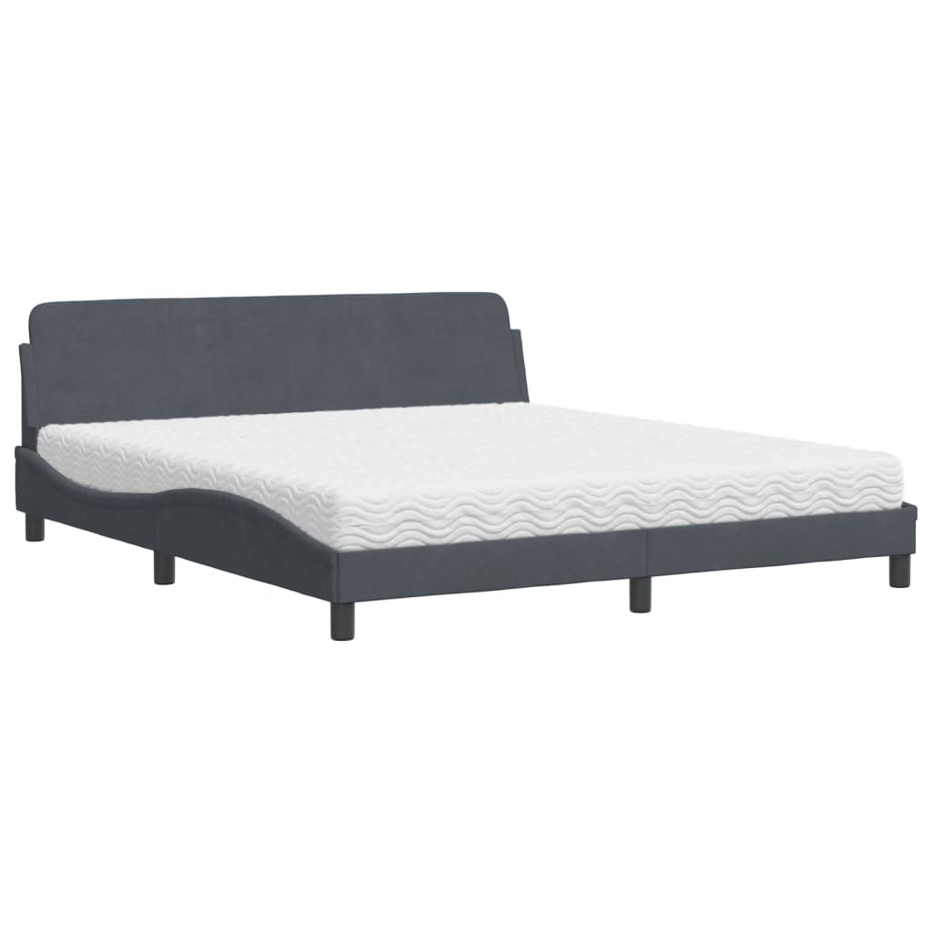 vidaXL Bed met matras "Dover" fluweel donkergrijs 180x200 cm grijs, foto 3