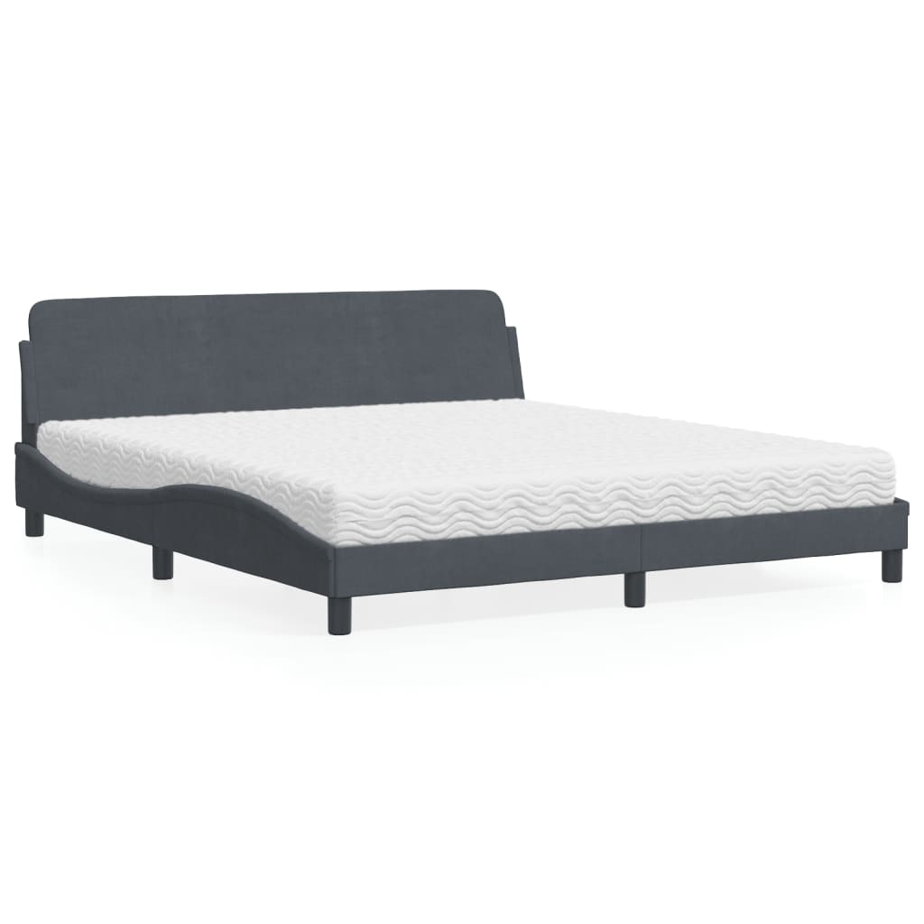 vidaXL Bett mit Matratze "Dover" Dunkelgrau 180x200 cm Samt
