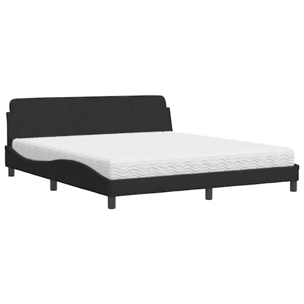 vidaXL voodi madratsiga Dover, must, 180x200 cm, samet