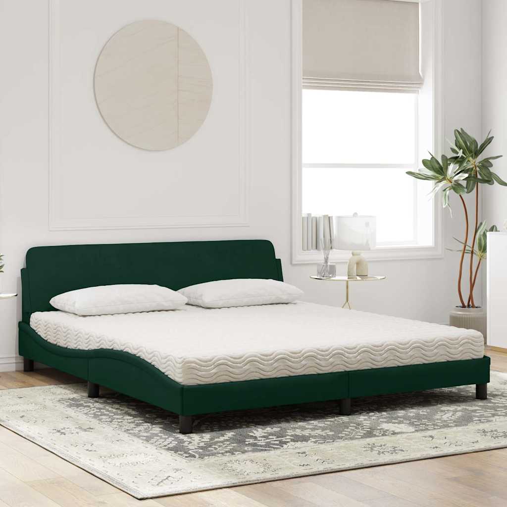 vidaXL Bed met matras "Dover" fluweel donkergroen 180x200 cm groen, foto 2