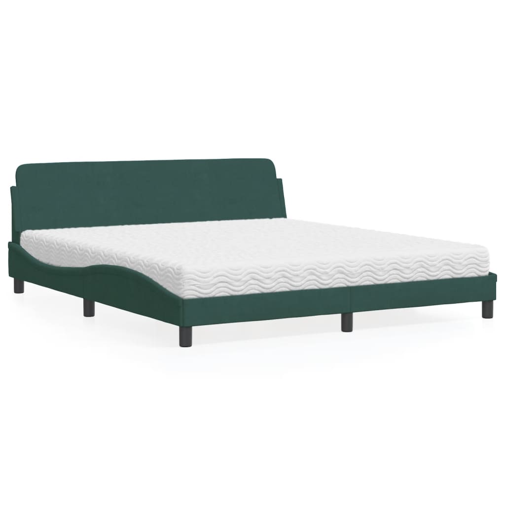 vidaXL Bett mit Matratze Dunkelgrün 180x200 cm Samt