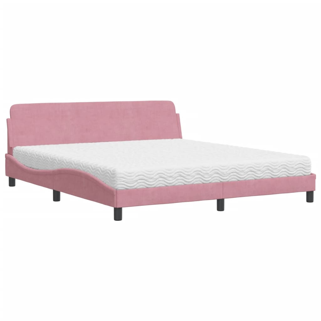 vidaXL Bed met matras "Dover" fluweel roze 180x200 cm, foto 3