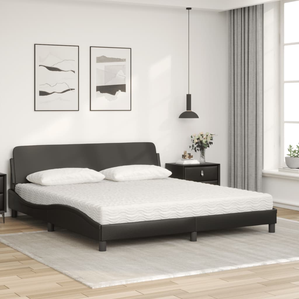vidaXL Bed met matras kunstleer zwart 180x200 cm afbeelding