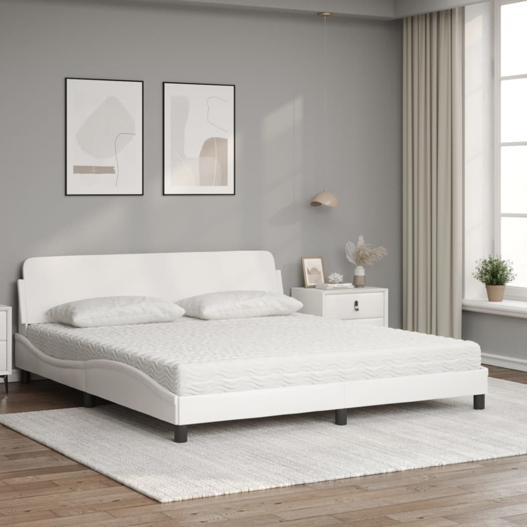 vidaXL Bed met matras kunstleer wit 180x200 cm afbeelding