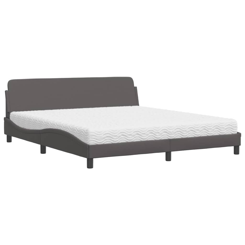vidaXL Bed met matras "Dover" kunstleer grijs 180x200 cm, foto 3