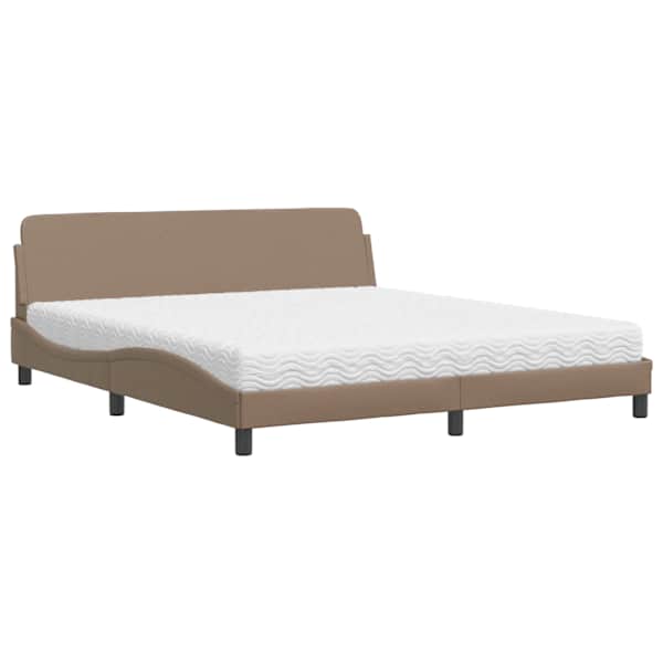 vidaXL voodi madratsiga Dover, cappuccino, 180x200 cm, kunstnahk