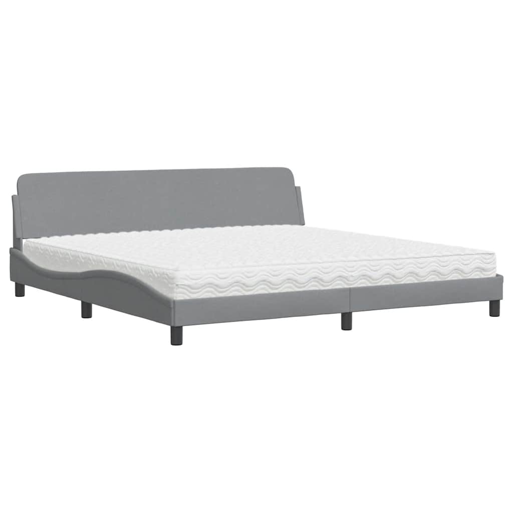 vidaXL Bed met matras "Dover" stof lichtgrijs 200x200 cm grijs, foto 3