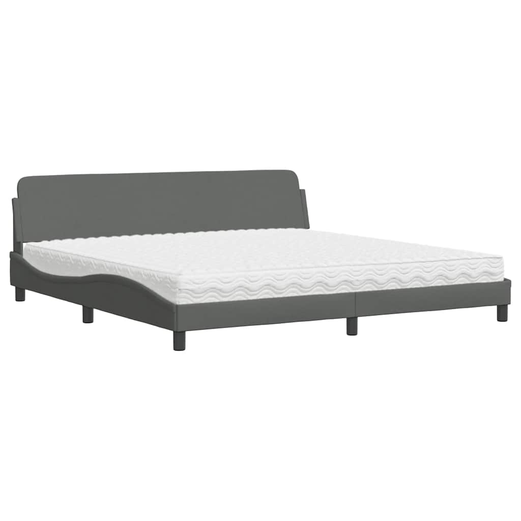 vidaXL Bed met matras "Dover" stof donkergrijs 200x200 cm grijs, foto 3