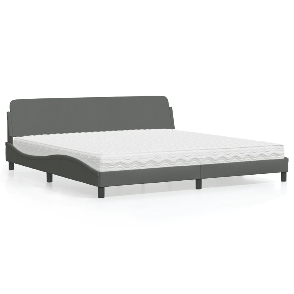 vidaXL Bett mit Matratze Dunkelgrau 200x200 cm Stoff