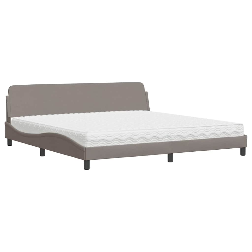 Postelja z vzmetnico Dover taupe 200x200 cm blago