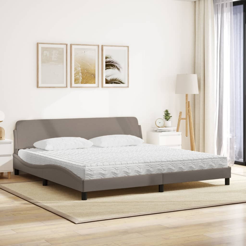 vidaXL Bed met matras stof taupe 200x200 cm afbeelding