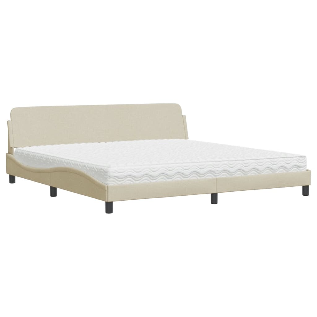 vidaXL Postel s matrací krémová 200 x 200 cm textil