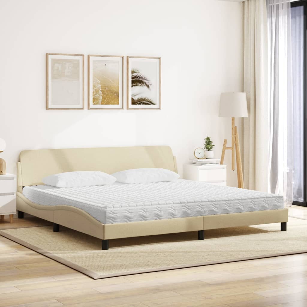 vidaXL Bed met matras stof crèmekleurig 200x200 cm afbeelding